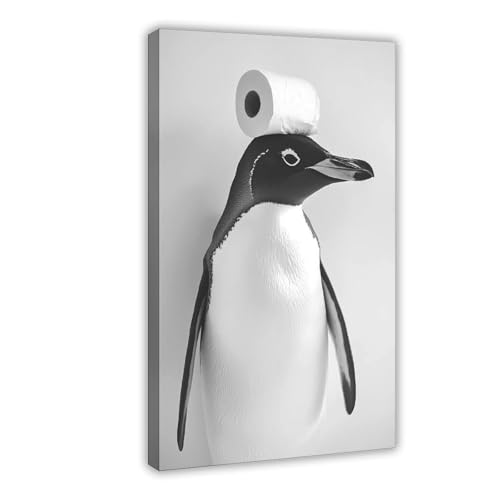 Tableau pingouin insolite pour deco murale originale chambre et salon triste