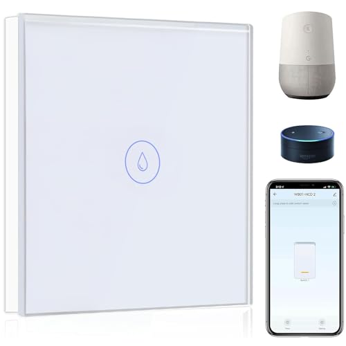 BSEED 40A Smart Interruttore per Scaldabagno, Interruttore per Scaldabagno con Amazon Alexa e Google Home, WiFi Interruttore per Scaldabagno con Touchscreen Bianco(Linea Neutra Necessaria)