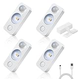 NIEGNOWOO LED Motion Sensor Puck Lights, Rechargeable Cabinet Lights, Stick on Wireless LED Night Light for Closet, Drawer, Shelf, Under Cabinet, Daylight White 4Pack, USB Charging Cord Included