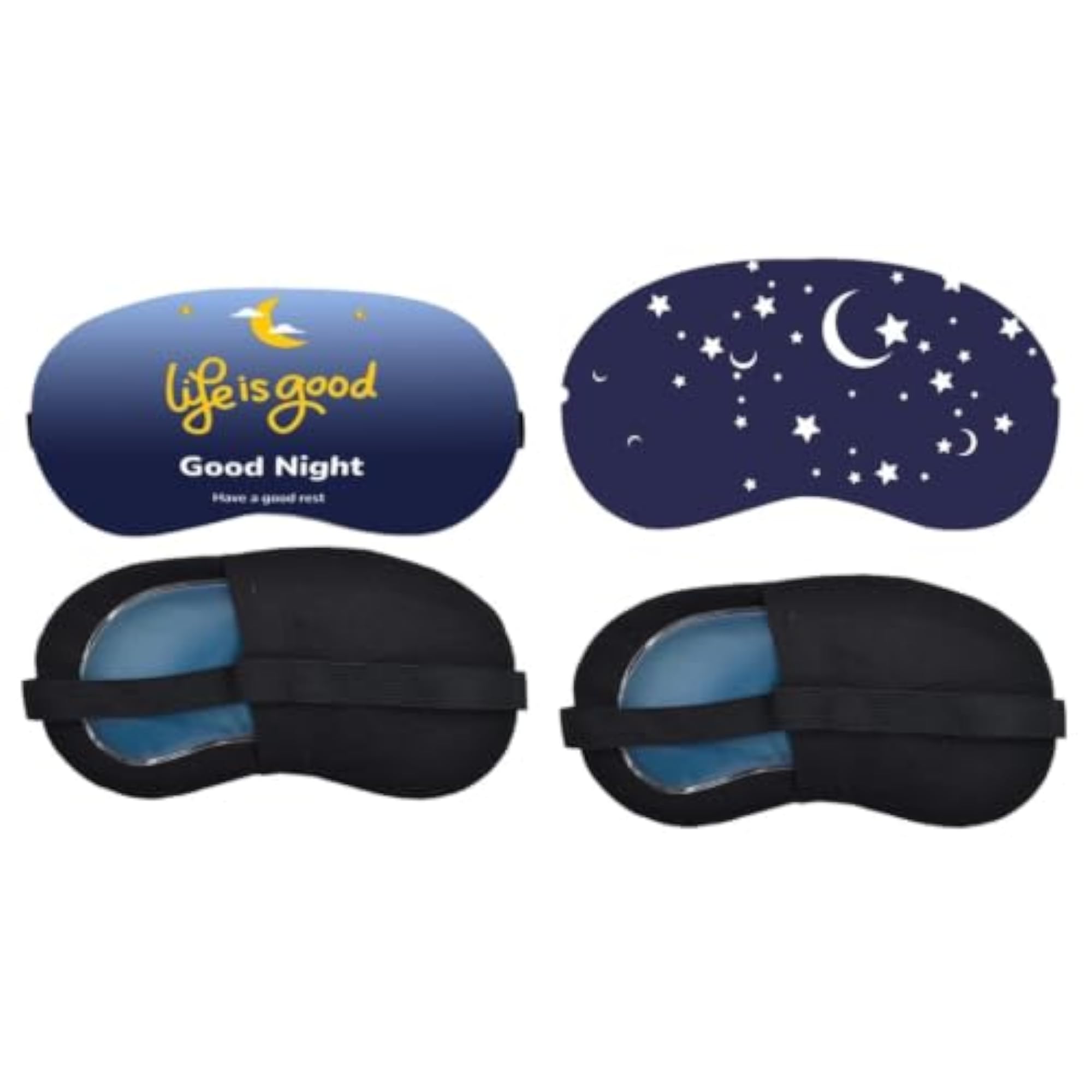 Life Is Good Night Quote, Moon and Stars Sleeping Mask Combo