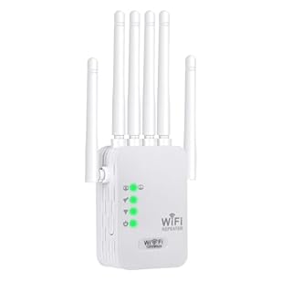 5G Repetiteur WiFi Puissant sans Fil 1200mbps Amplificateur de Signal WiFi Bi-Bande,4 antennes,2 Rj45 Ports LAN,Répéteur à Distance Puissant pour la Maison et Le Bureau Couverture jusqu'à 9800 m³