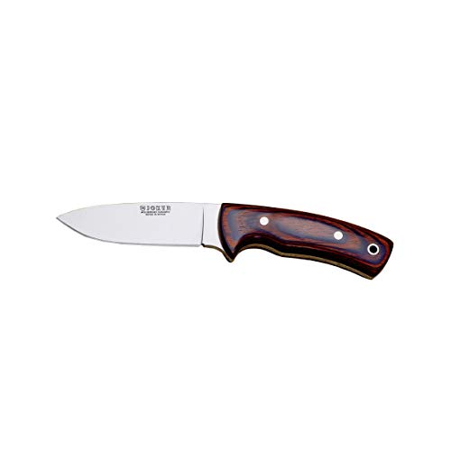 Joker Cuchillo Bushcraft Corzo CR25, Mango Stamina, Hoja de 10 cm, con Funda de Cuero marrón, Herramienta de Pesca, Caza, Camping y Senderismo