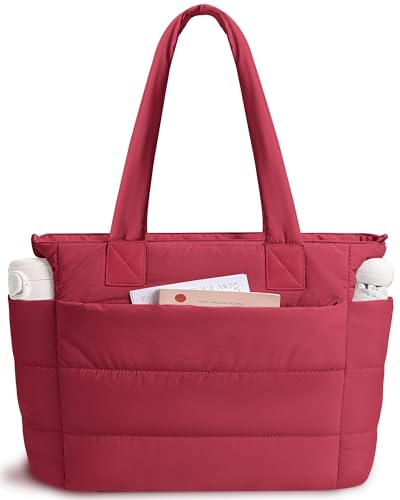 Image of Puffer Tote Bag for Women Quilted Nurse Bag Lightweight Work Bag for Teacher Travel Handbag with Multiple Pockets