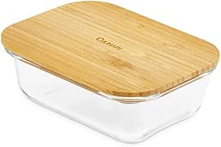 CULINARE Naturals C70022 Glass Container | Sustainable Bamboo/Glass | 370ml | Food Storage Box With Lid | Kitchen Organisation/Fridge Storage/Fresh Food Preserver | Not Dishwasher Safe