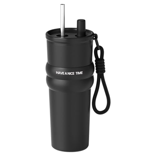 Genérico Termo de Agua Térmica,Termo De 0.71 Litros Con Tapa Y Pajita - Recipiente De Bebida De Gran Capacidad Para Acampadas Pesca Viajes Día De Campo Y Viajes Por Carretera