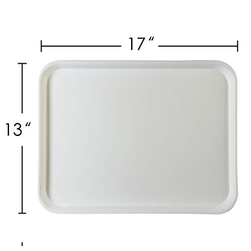 Eslite Rectangular Plastic Serving Trays,Fast Food Serving Cafeteria Trays,17"X13",Set Of 6(White) #TOP3