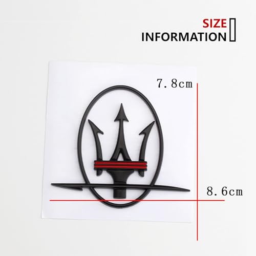 Image of 2PC Side Door Trident Logo Emblem Stickers,3D Rear Window Badge Compatible with Qvattroporte,Ghiblii Series Accessories(Black Red)