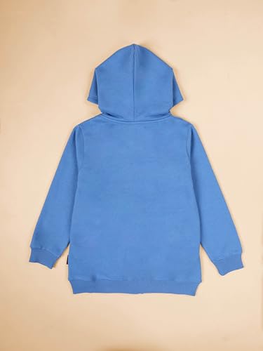 Image of KiddoPanti Boys Solid Cotton Full Sleeve Zip-Up Front Open Hooded Sweatshirt