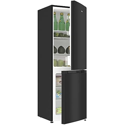 CHiQ 157L (47.4cm wide 144cm High) 70/30 Freestanding Fridge Freezer, low frost, 12-year compressor warranty, E, 39db,Reversible Doors dark inox Cover