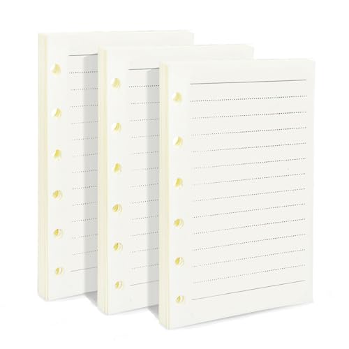 Recambio de planificador A7 de papel grueso rellenable con repuesto de papel forrado de 6 anillas