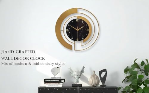 Image of European Style Luxury Living Room Analog Clock 3D Diamonds Non-Ticking Silent Creative Personality Metal Large Quartz Art Wall Decorative (Multi) (BL Marble Gold Clock)