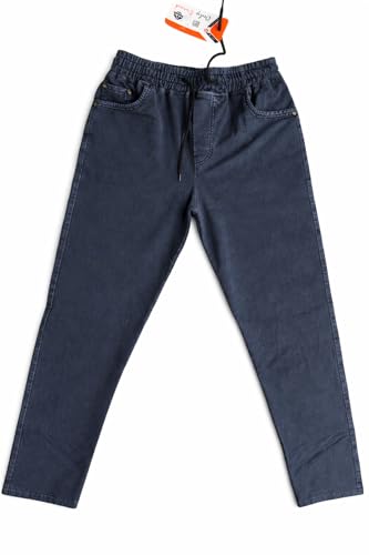 Image of Men's Denim Lower (Track Pants - Soft Fabric with Elastic Waist, Cotton Twill, Casual Wear, Regular Fit, Full Length for Gym, Exercise, Yoga)