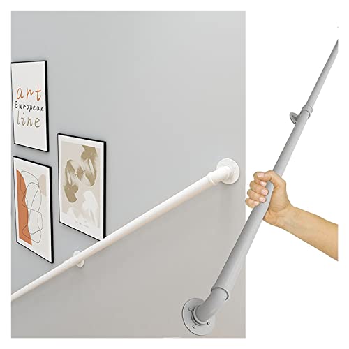 POLDOM Pasamanos de escalera de metal, pasamanos de 3/4/5/6 cm para escaleras, kit de soporte de barra de apoyo para montaje en pared interior/exterior, barandilla de pasamanos de escalera de hierro f Cover
