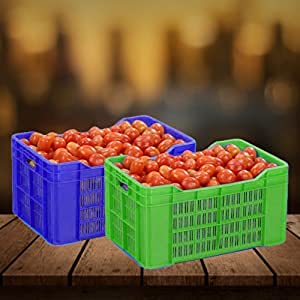 Tirtha Enterprises Plastic Storage Heavy Duty Multipurpose Rectangular Storage Box Crates (533mm x 360 mm x 305 mm, Blue) Pack of 3, Medium