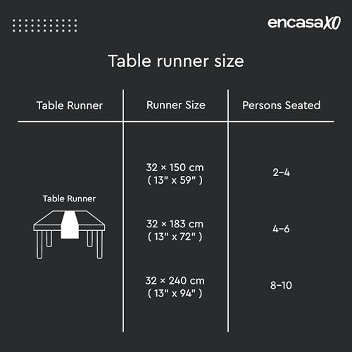 Image of Encasa XO 8 Seater Dining Embossed Velvet Table Runner | Size 32x240 cm | Pale Lime Color with Premium Polyester - Machine Washable