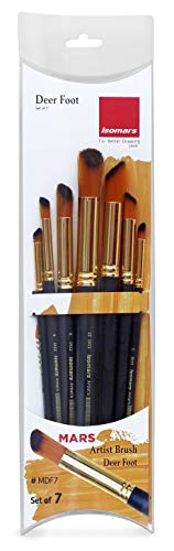 Image of Isomars Deer Foot Paint Brush Set - Set of 7 Artist Brushes for Acrylic, Watercolor, Oil & Texture Effects - Ideal for Fur, Foliage, Stippling & Dry Brush Techniques