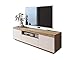 Yoshi TV-Schrank Eiche Wotan weiße Fronten Fernsehschrank mit Schubladen und Push to Open System TV- Bank, Sideboard Lowboard Wohnwand