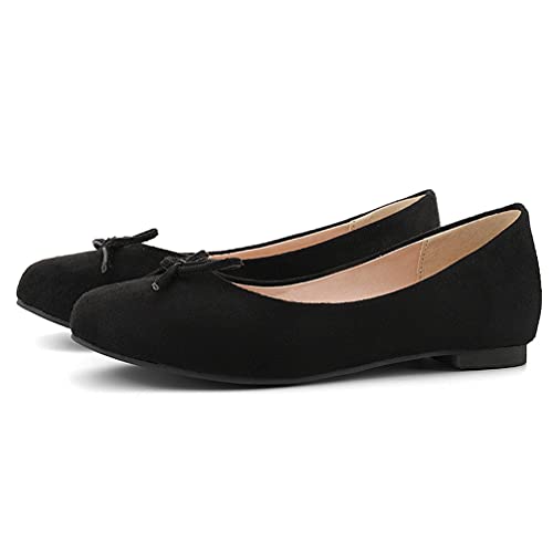 KOKOMOMO Womens Bow Round Toe Ballet Flats Slip On Ballerina Shoes