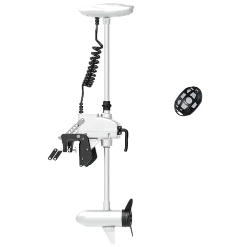 AQUOS Haswing CaymanT 12V 55LB 26in. Shaft Transom Electric Trolling Motor – Includes Wireless Remote for Fishing Boats in Saltwater & Freshwater
