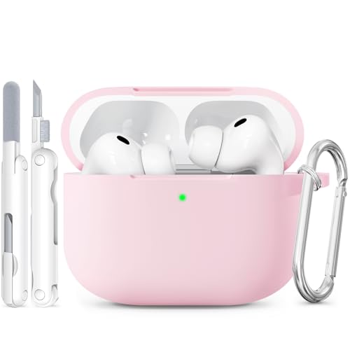 TNSNK for AirPods Pro 3 Case 2025, Cute Soft Silicone Case Compatible with Apple Airpods Pro 3rd Generation Cover Pink with Cleaner & Keychain for Women Girly, Anti-Scratch,Shockproof