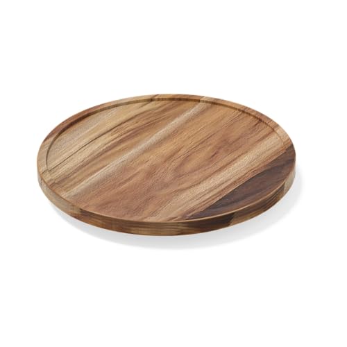 LAMU 10'' Acacia Wood Lazy Susan Organizer for Table Top, Lazy Susan Turntable for Cabinet, Kitchen, Countertop, Pantry Organization