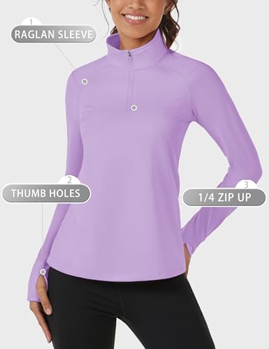 Cavva Women's Fleece Quarter Zip Pullover Running Shirt Long Sleeve Thermal Tee Athletic Workout Tops Thumb Hole3