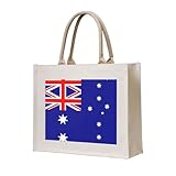 WBQLSL Bedruckte Canvas-Tragetasche mit australischer Flagge, leichte Aufbewahrungstasche, perfekt für den Strand, Picknicks und den täglichen Einkauf