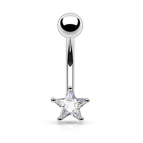 ile aux piercings Piercing d arcade sourcil banane metal etoile acier pour femme homme 1.2x8mm...
