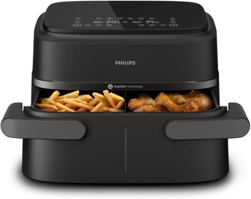 Philips Airfryer 1000 Series Flexible Basket - 7,1 L Fassungsvermögen, RapidAir-Technologie, 10 Kochfunktionen, 90% weniger Fett, kompaktes Design, HomeID-Rezept-App (NA154/00)