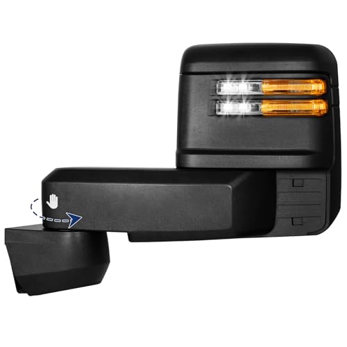 Driver Side Towing Mirror Compatible with 2020-2025 Chevy Silverado GMC Sierra 2500HD 3500HD with Power Adjustment Mirror Heated Turn Signal & Running Light Puddle Lamp BSM Light- Black