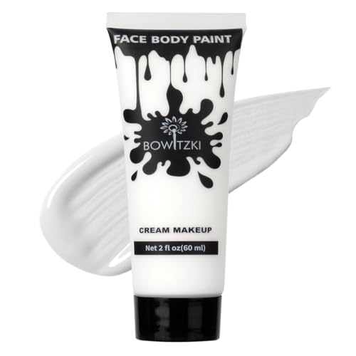 Bowitzki Face and Body Paint 2oz Cream Makeup 60ml Water Based Face Painting Special Effects For Adults Children Kids Halloween Christmas Party Stage Cosplay (White)
