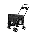 MFMEXUL Pet Carrier for Dogs and Cats with Folding Design and Universal Wheels, Black