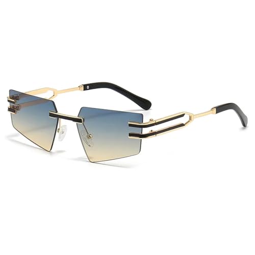 Lunettes de soleil UV400 sans monture style punk pour homme et femme