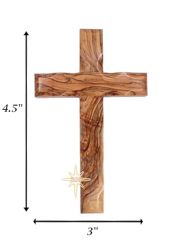 Wall Cross, Wooden Crosses from Bethlehem, Holy Land. Olive Wood Crucifix. Hanging Home Decor. Religious Gift for Godparents, Grandchildren, Kids Room Cross, New House, Christmas and Easter Gifts,