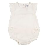Gerber Baby Girls Sleeveless Ruffle Romper, Ivory, 12 Months