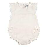 Gerber Baby Girls Sleeveless Ruffle Romper, Ivory, 3-6 Months