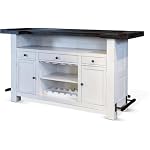 Pemberly Row 78 Farmhouse Wood Bar Unit with Foot Rail Adjustable Shelves Removable Wine Storage Rack Stemware Rack in Espresso Finish