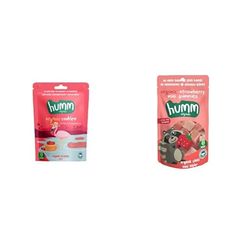 Organik Vegan Çilekli Kurabiye & Çilekli Mini Küp Atıştırmalık Paketi - 4 adet (2 çeşit)