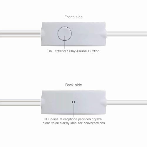 Image of Original Samsung Wired Earbuds 3.5MM Earphones with Built in Bass Stereo and Mic Compatible with A /M /F /S Series 3.5MM Jack Mobile Models White