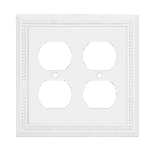 Image of Henne Bery Sunken Pearls Heavy Duty Decorative Wall Plate Switch Plate Outlet Cover (Double Duplex, White)