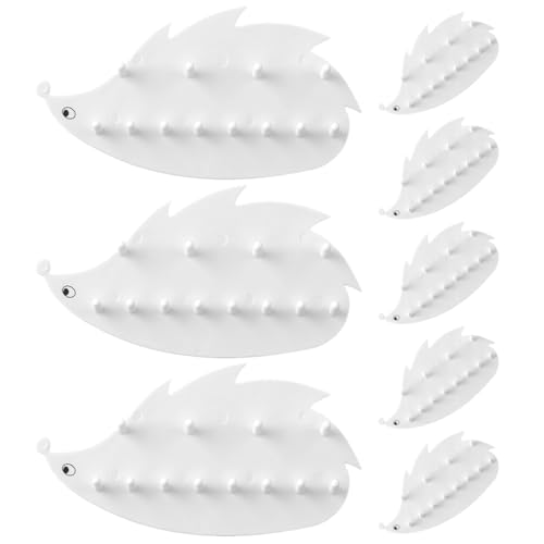 HEALEEP 8 Colgadores Adhesivos para Collares y Llaves en Plástico en Forma de Erizo, Organizador de Joyas de Pared Multifuncional para Exhibir Pendientes y Collares, Set de 8 Piezas