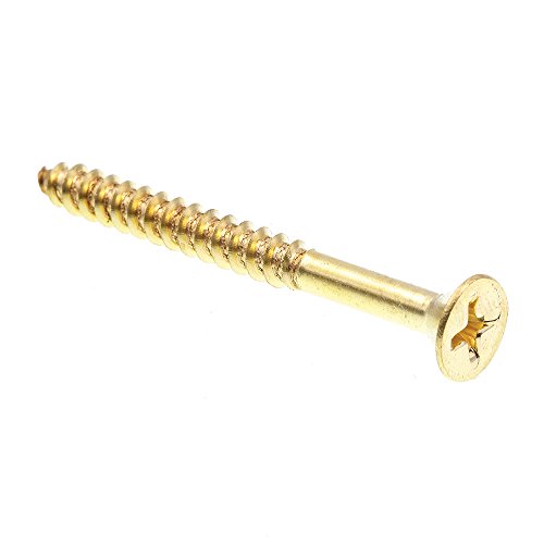 Prime-Line Tornillos para Madera, Cabeza Plana, Sistema Phillips, #10 x 2 pulg., Latón Macizo (Paquete de 25) miniatura 1