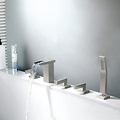 Mitigeur de salle de bain LED cascade lumineuse avec douchette - 4
