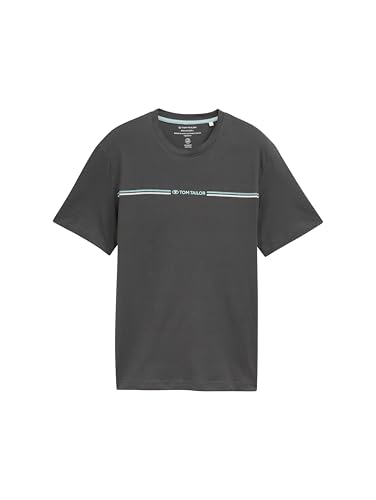 Tom Tailor Herren 1037803 T-Shirt mit Print, 10307 - Dark Shadow, S – Ansicht 5