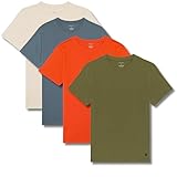 WP West Path Men's 100% Organic Cotton T-Shirt - Fair Trade Certified - Men's Cotton Tees - Plain Color T-Shirt (4 Pack, Large, Beige/Blue/Olive/Orange)