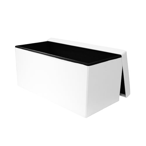 Coffre banc pliable blanc 76x37,5 cm en simili cuir polyuréthane HOME DECO FACTORY HD3406 - 6