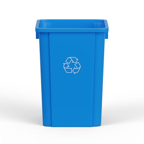 Image of 19 Gallon Blue Square Commercial Trash Garbage Can | Outdoor Office Restaurant School Kitchen