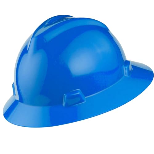 V-Gard Full-Brim Hard Hats, Ratchet Suspension, Size 6.5 to 8, Blue