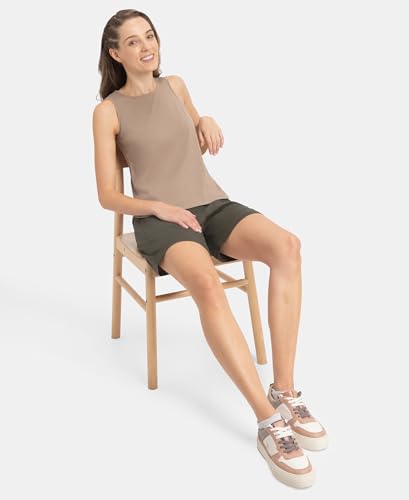 Image of Jockey AW77 Women's Super Combed Cotton Rich Solid Curved Hem Styled Tank Top Desert Taupe S