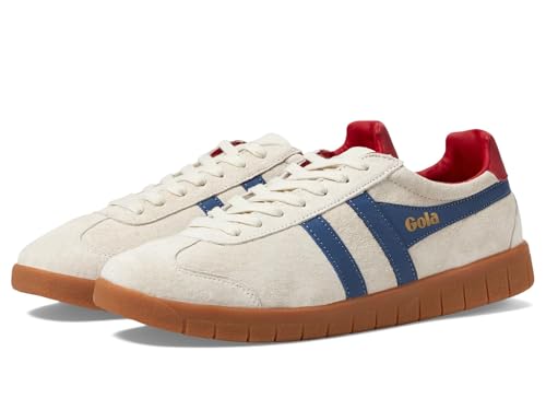 Image of Gola Men's Hurricane Suede Off-White /Moonlight /Deep Red /Gum 10 Medium
